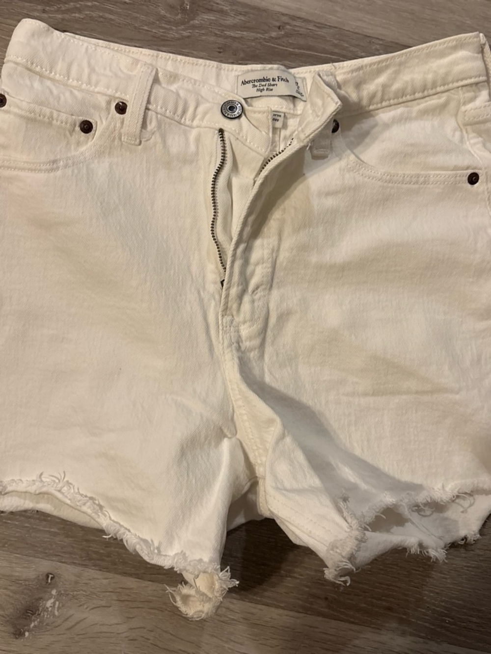 Abercrombie & Fitch white Curve Love High rise dad Denim Short